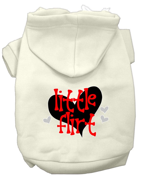 Little Flirt Screen Print Dog Hoodie Cream XS